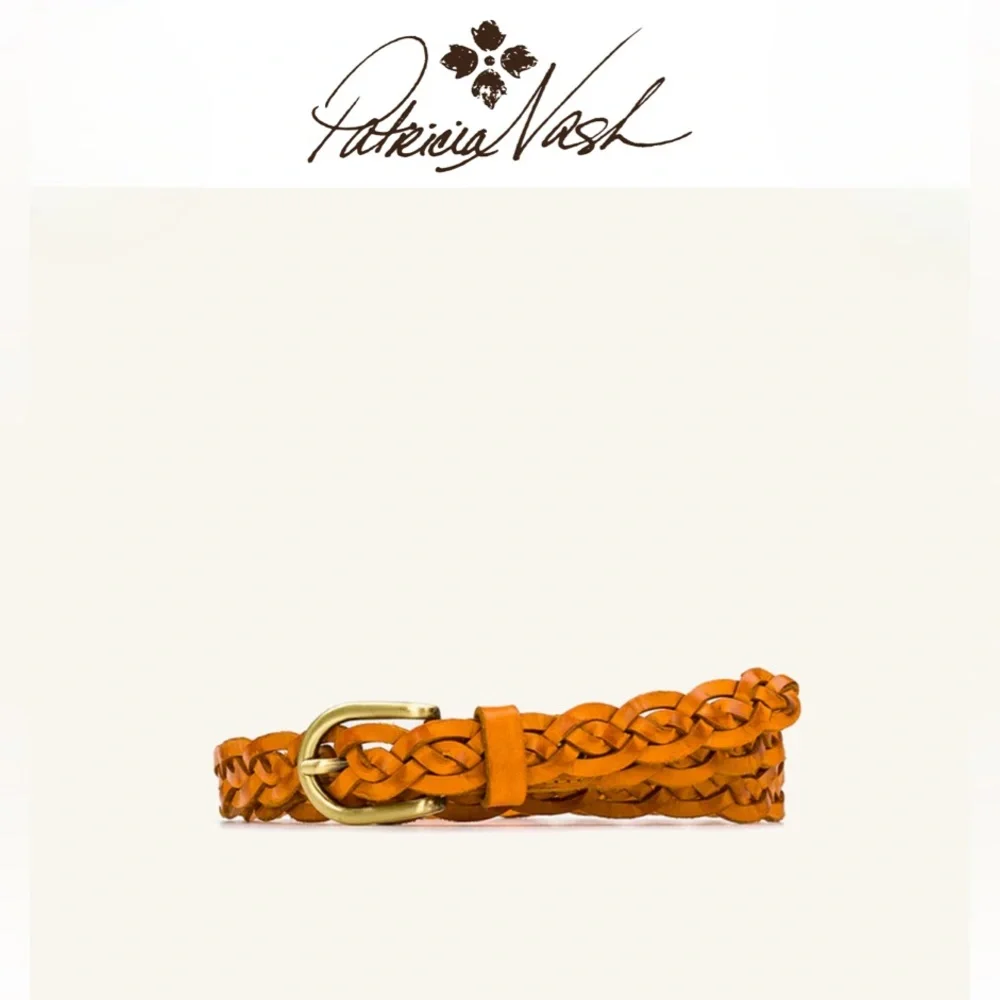 Patricia Nash Nicoletti Braided Leather Belt Cognac Large